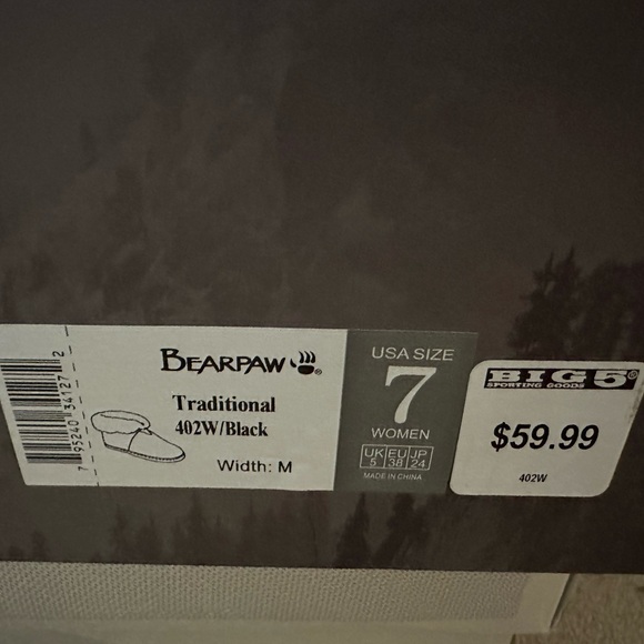 Bearpaw #402 Women's Slippers black size 7 Cozy Black Fur-Lined like new - Picture 6 of 6